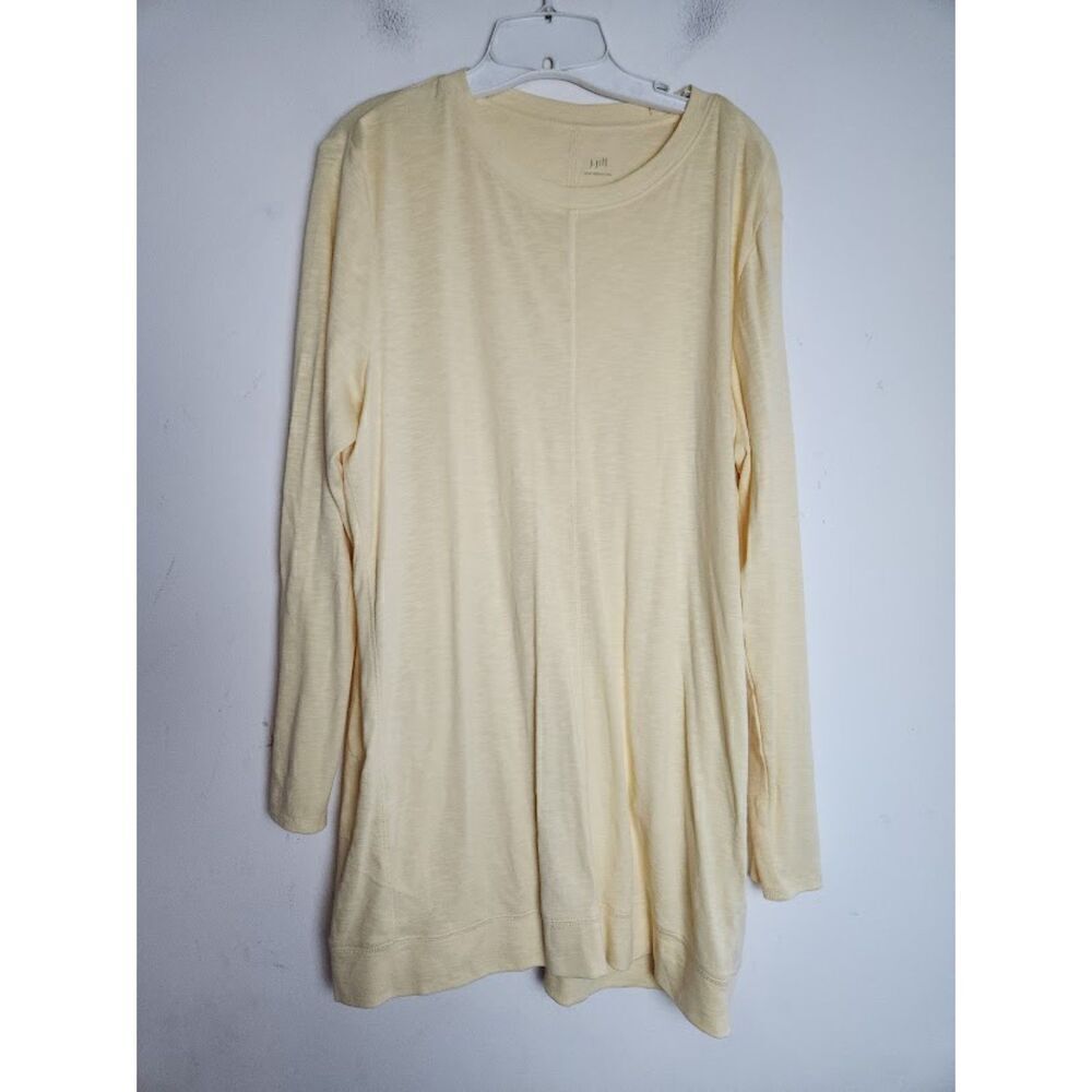 J.Jill "Ellipitical" 100% Pima Cotton Slub Knit Tunic Light Yellow Shirt size XL